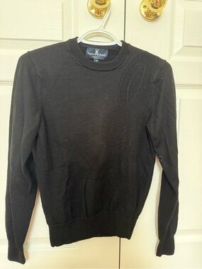 Psycho Bunny Black Crewneck Sweater with Subtle Embossed Logo